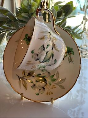 Regency Bone China Teacup & Saucer Set Unique Patter with Gold Trim